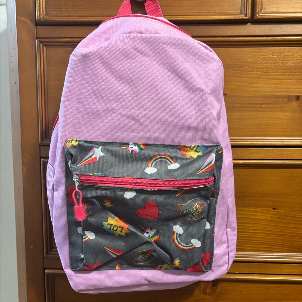 Kids Backpack with Pink and Gray Design